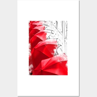 Paris Rain Umbrellas. A memory of love in Paris in the rain. Posters and Art